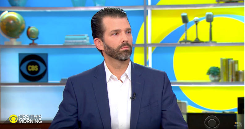 Donald Trump Jr appeared on CBS This Morning to promote his new book. (Screen capture via YouTube)