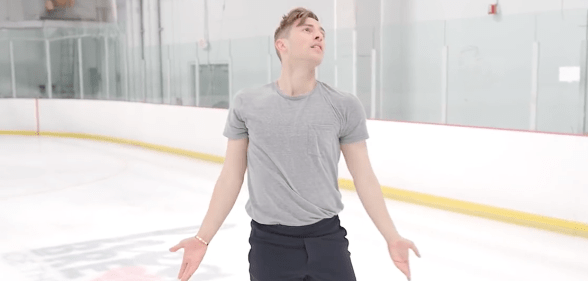 Olympian Adam Rippon spent his 30th birthday gracefully gliding across an ice rink. (Screen capture via YouTube)