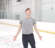 Olympian Adam Rippon spent his 30th birthday gracefully gliding across an ice rink. (Screen capture via YouTube)