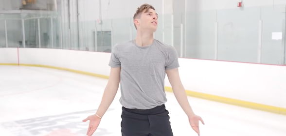 Olympian Adam Rippon spent his 30th birthday gracefully gliding across an ice rink. (Screen capture via YouTube)