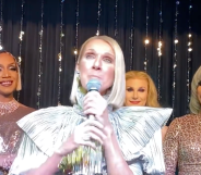 (From L to R) Céline Dion, Céline Dion, Céline Dion, and Céline Dion at the Courage album launch party. (Screen capture via YouTube)