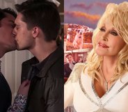 A gay couple kissing, Dolly Parton