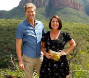 Julia Morris and Chris Brown in the I'm A Celebrity Australia jungle