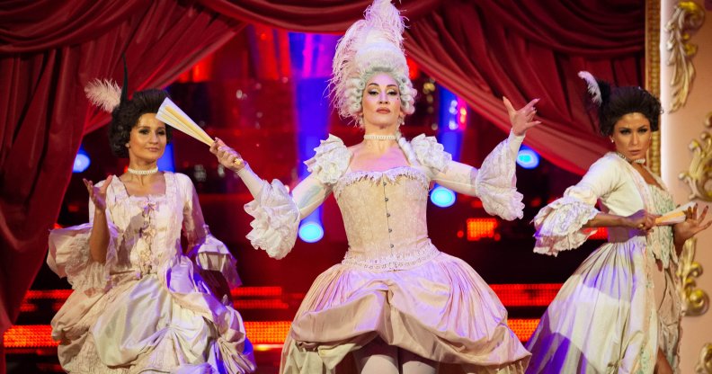 Michelle Visage dressed in Madonna's 1990 MTV Awards costume