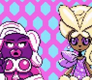 Pokemon Jynx and Lopunny are transformed into Drag Race judges Michelle Visage and RuPaul.