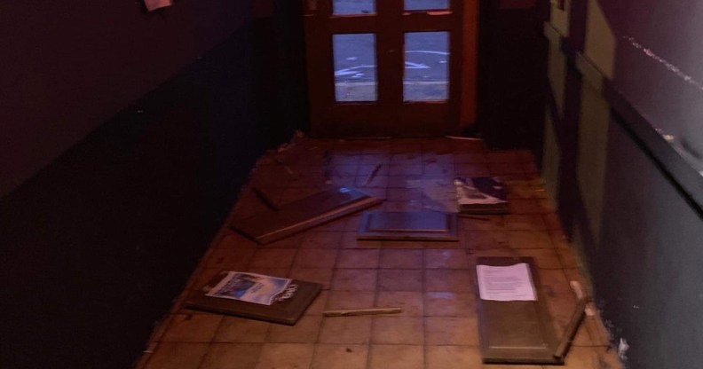 The entrance to Tiffany Club was smashed by the thugs