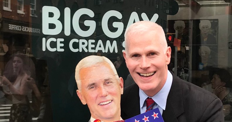 Glen Pannell, an activist and actor, has been making laps around New York City dressed as Mike Pence for years. (Twitter)
