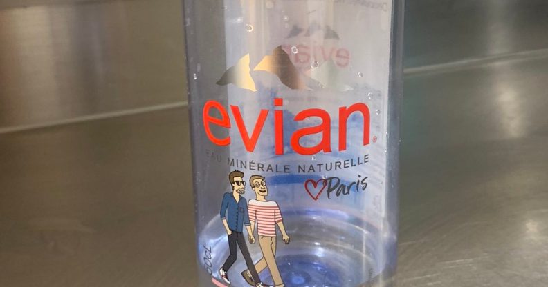 In the latest thing to tick off homophobes, a bottle of Evian water. (Twitter)