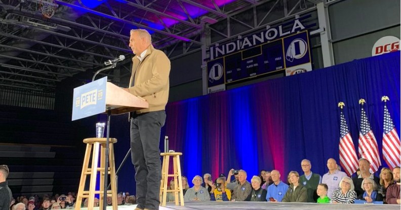 Kevin Costner turned up at a Pete Buttigieg rally