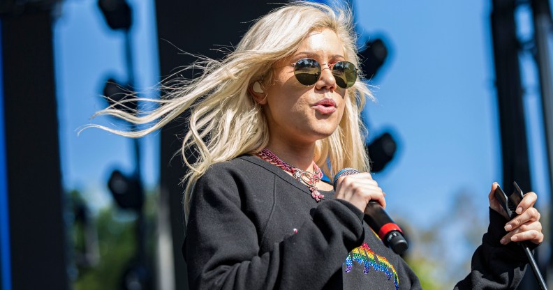 Musician Slayyyter performs on stage at San Diego Pride Festival 2019 on July 14, 2019 in San Diego, California. (Daniel Knighton/Getty Images)