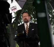 Star Wars President Sebastian Gorka speaks as he is interviewed by Fox News remotely from the White House June 22, 2017 in Washington, DC.
