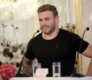 Gus Kenworthy speaks at the Life Ball 2018 international press conference at Albertina on June 2, 2018 in Vienna, Austria.