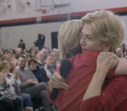 Elizabeth Warren hug