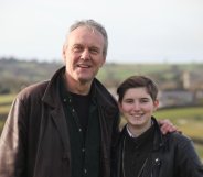Anthony Stewart-Head with a young trans fan, Jay Hulme