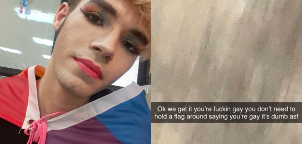 Jake Steiner, an Eastern Hancock High School student, was assaulted by waves of homophobia until it proved too much. So he hit back in a powerful way. (Jake Steiner/Snapchat)