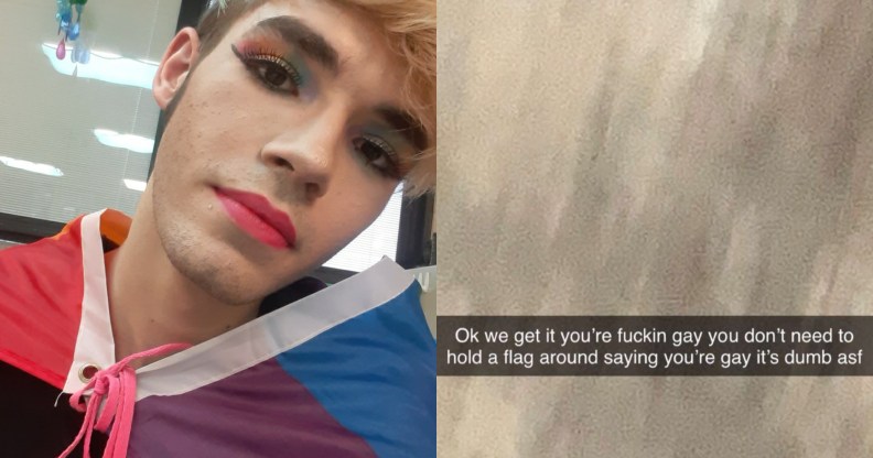 Jake Steiner, an Eastern Hancock High School student, was assaulted by waves of homophobia until it proved too much. So he hit back in a powerful way. (Jake Steiner/Snapchat)