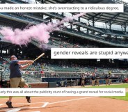 A woman accidentally ruined her sister-in-law's gender reveal party, and was reaction ruptured reddit users. (Logan Riely/Beam Imagination/Atlanta Braves/Getty Images)
