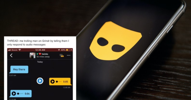 Twitter user Chase has been trolling Grindr guys in an amazing way. (Getty)