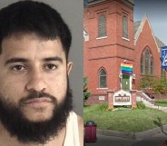 Adolfo Martinez was sentenced to at least 15 years jail time after setting the Pride flag outside a church on fire. (Ames Police Department/Screenshot via Google Maps)