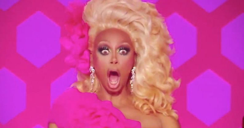 RuPaul looking shocked, mouth agape