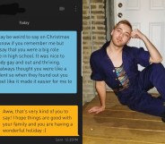 Mathiu (R) received a touching message from someone from his former high school, but remember the scenery here, it's Grindr. (Twitter)