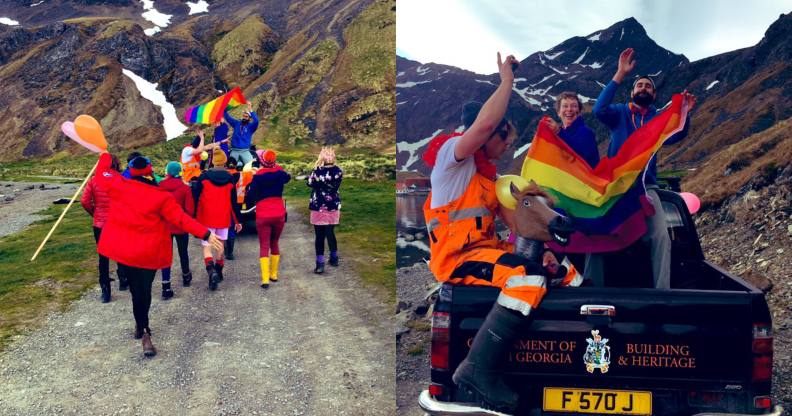 Around 20 people – essentially the island's entire population – attended South Georgia's first Pride last month. (Katharine Ganly)