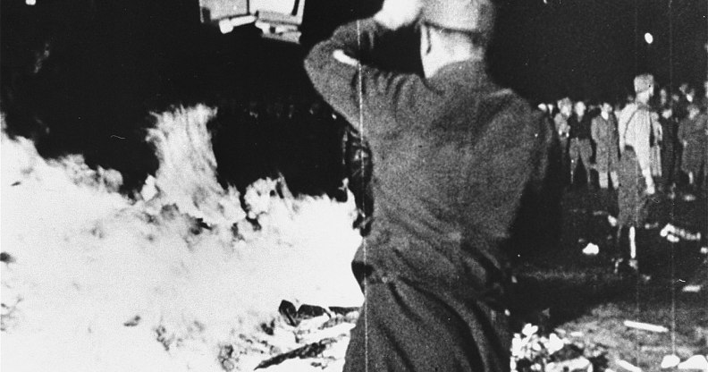 Nazis burn LGBT+ and Jewish works at the Institute of Sex Research in Berlin in 1933