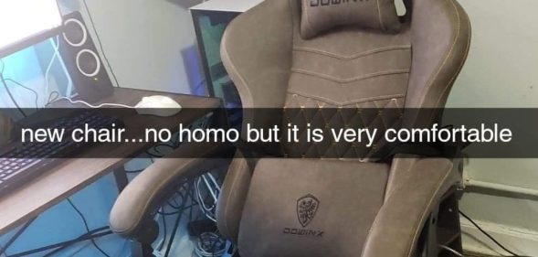 A straight man's concern that appreciating a comfortable chair would imply he's gay has gone viral on Twitter. (Twitter)