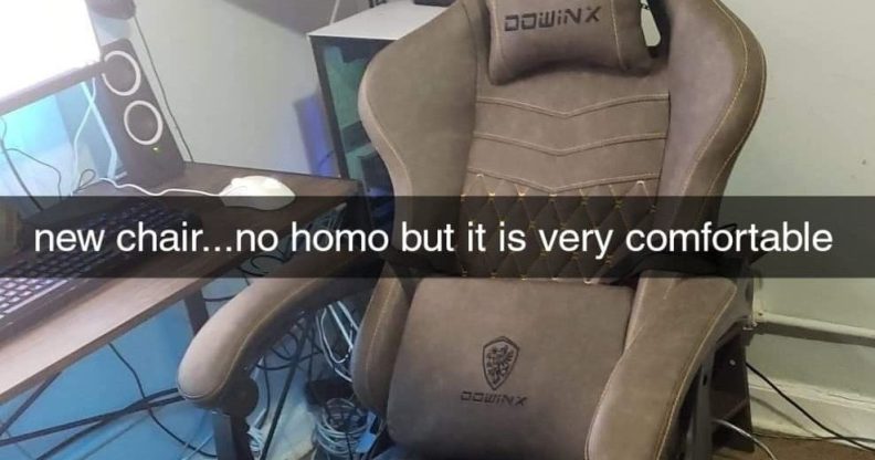 A straight man's concern that appreciating a comfortable chair would imply he's gay has gone viral on Twitter. (Twitter)