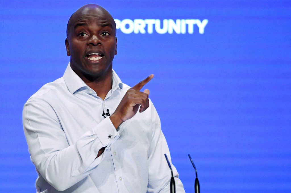 Shaun Bailey, London Mayoral candidate speaks during the final day of the Conservative Party Conference on October 3, 2018 in Birmingham, England.