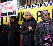 Protestors demonstrate against the 'No Outsiders' programme, at Parkfield Community School on March 21, 2019 in Birmingham, England.