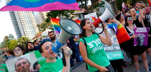 A previous rally against Israel's Education Minister Rafi Peretz on July 14, 2019.