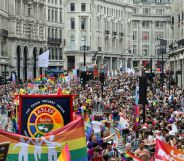 A general view of the parade during Pride in London 2019