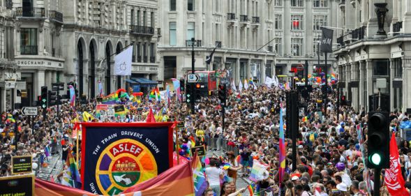 A general view of the parade during Pride in London 2019
