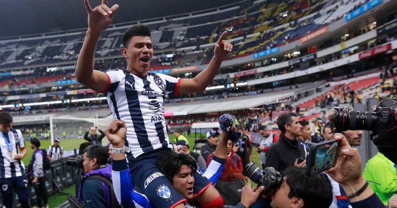 Jesus Gallardo of Monterrey celebrates after his victory during the Final second leg match between America and Monterrey