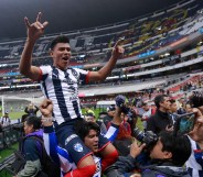 Jesus Gallardo of Monterrey celebrates after his victory during the Final second leg match between America and Monterrey