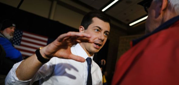Democratic presidential candidate Pete Buttigieg on a campaign stop in Iowa
