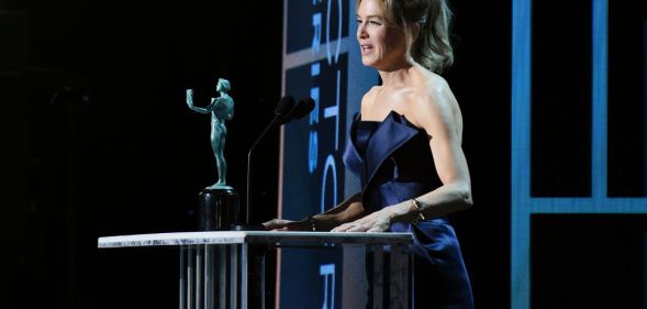 Renée Zellweger accepts the Outstanding Performance by a Female Actor in a Leading Role award for 'Judy' onstage during the 26th Annual Screen Actors Guild Awards