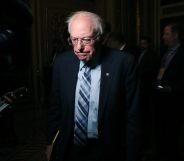 Bernie Sanders (I-VT) talks to reporters at the US Capitol January 21, 2020 in Washington, DC. (Mark Wilson/Getty Images)