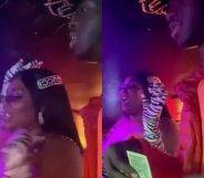 Lizzo (L) and Lil Nas X (R), a literal award-winning combination, hit a strip club and it was iconic. (Screen captures via Twitter)