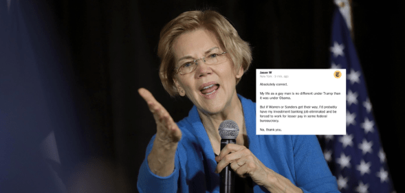 A pro-Trump gay banker inspires zero sympathy with this terrible take