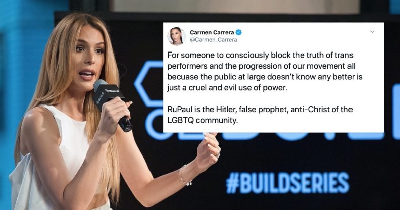 Model Carmen Carrera has called RuPaul the 'Hitler of the LGBTQ community' over the lack of trans-inclusivity in Drag Race. (D Dipasupil/FilmMagic/Getty)
