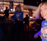 Did Dua Lipa just shout, at the top of her lungs, "gay rights!"? Yes, yes she did. (Screen captures via Twitter)