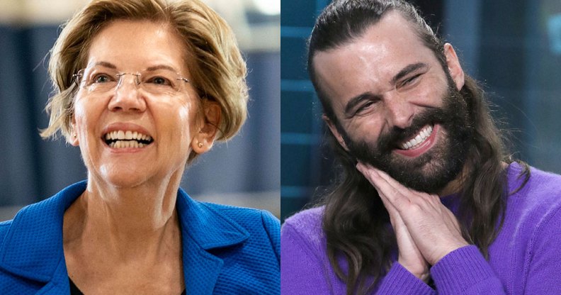 Elizabeth Warren and Jonathan Van Ness