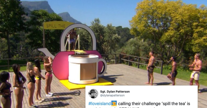 Love Island's Winter series featured a 'Spill The Tea' contest, prompting some criticism from LGBT+ fans. (Screen capture via ITV)