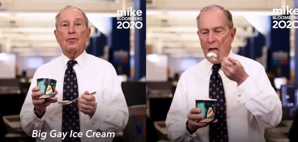 Michael Bloomberg celebrated his LGBT+ policy plan with some Big Gay Ice Cream