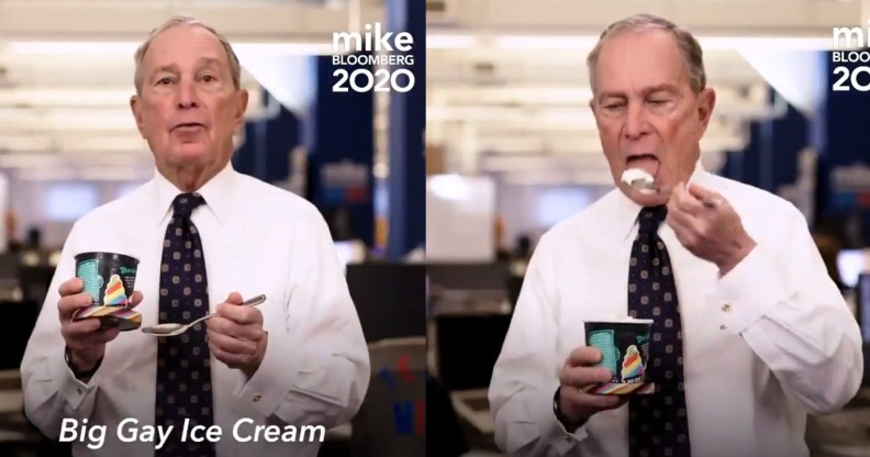 Michael Bloomberg celebrated his LGBT+ policy plan with some Big Gay Ice Cream