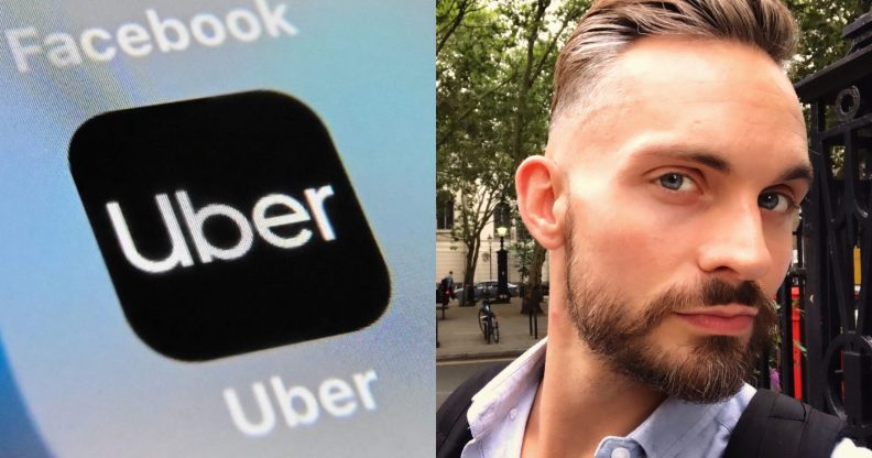 Finn Davies (R) claimed his Uber cab driver told he and his date to "stop kissing" because "she is a Christian". (Denis Charlet/AFP/Getty/Finn Davies)