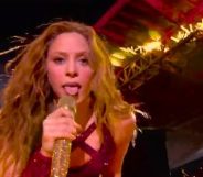 Shakira celebrated her 43rd birthday and her Latinx and Arabian roots during her 2020 Super Bowl halftime show performance. (Screen capture via Twitter)