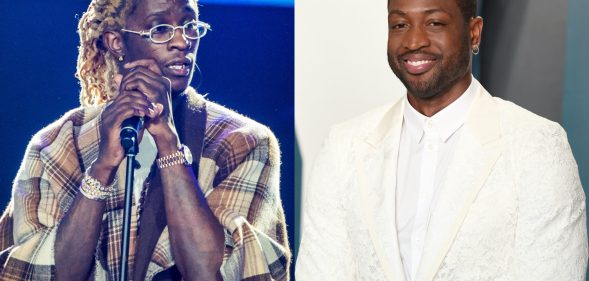 Rapper Young Thug (L) roiled Twitter users after deliberately misgendering Dwyane Wade's daughter. (Joseph Okpako/WireImage/ Karwai Tang/Getty Images)
